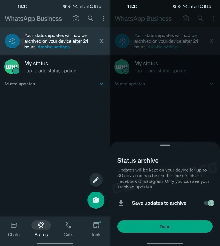 WhatsApp Business Status Archive