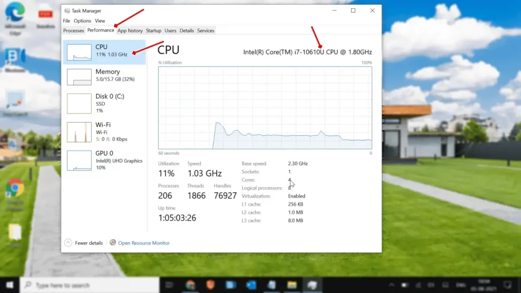 Go to Performance > Tap on CPU